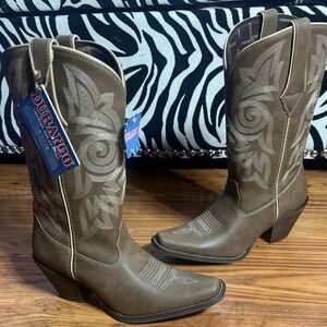 Durango Womens Distressed Brown Embroidered Western Cowboy Boots Pointed Toe NEW